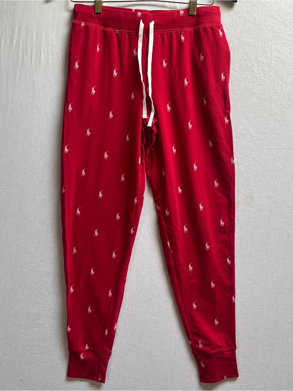 Polo Ralph Lauren Red Printed Logo Fleece Jogger Sweatpants Size M